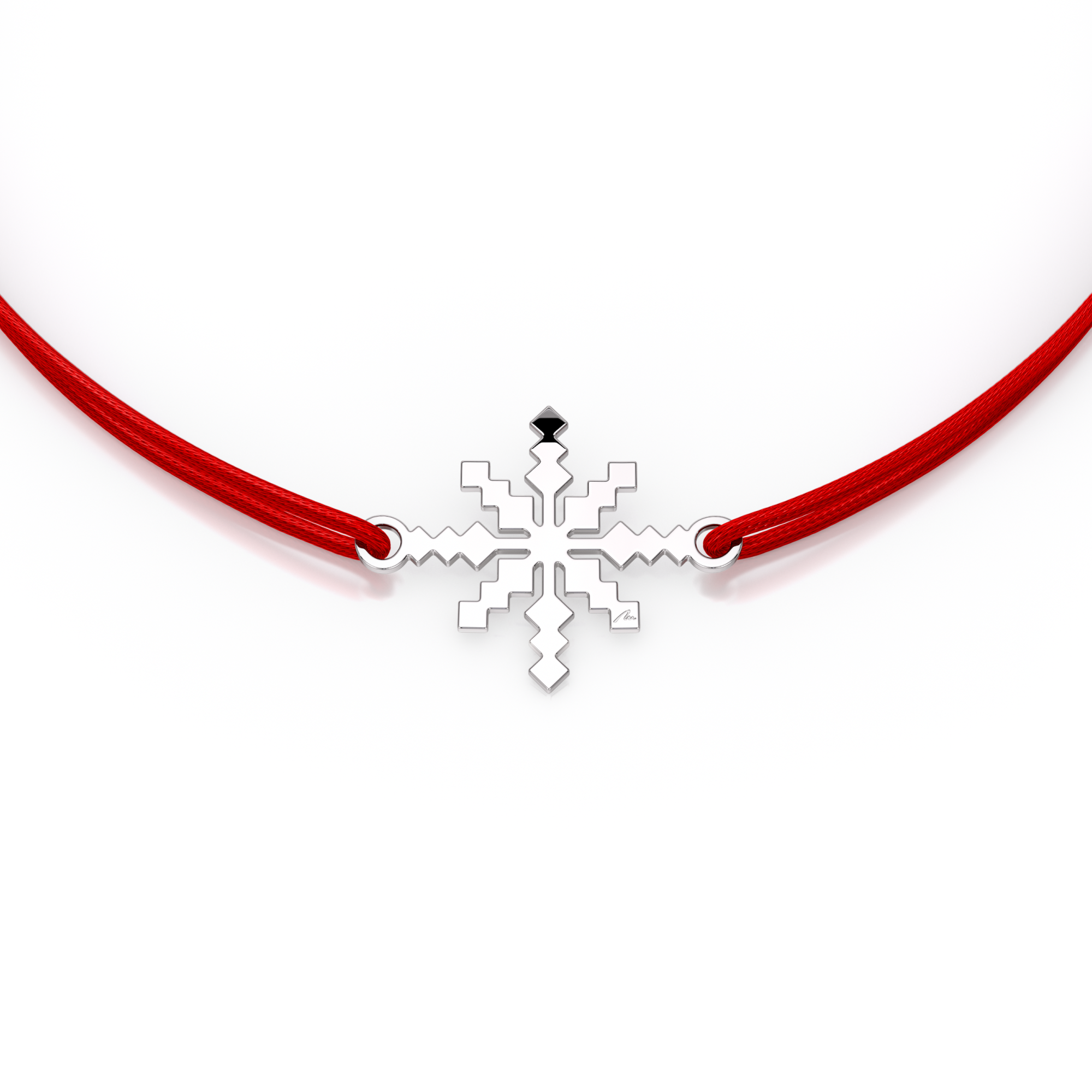 Bratara pe snur si pandantiv Raza de soare, din aur alb 14 KT