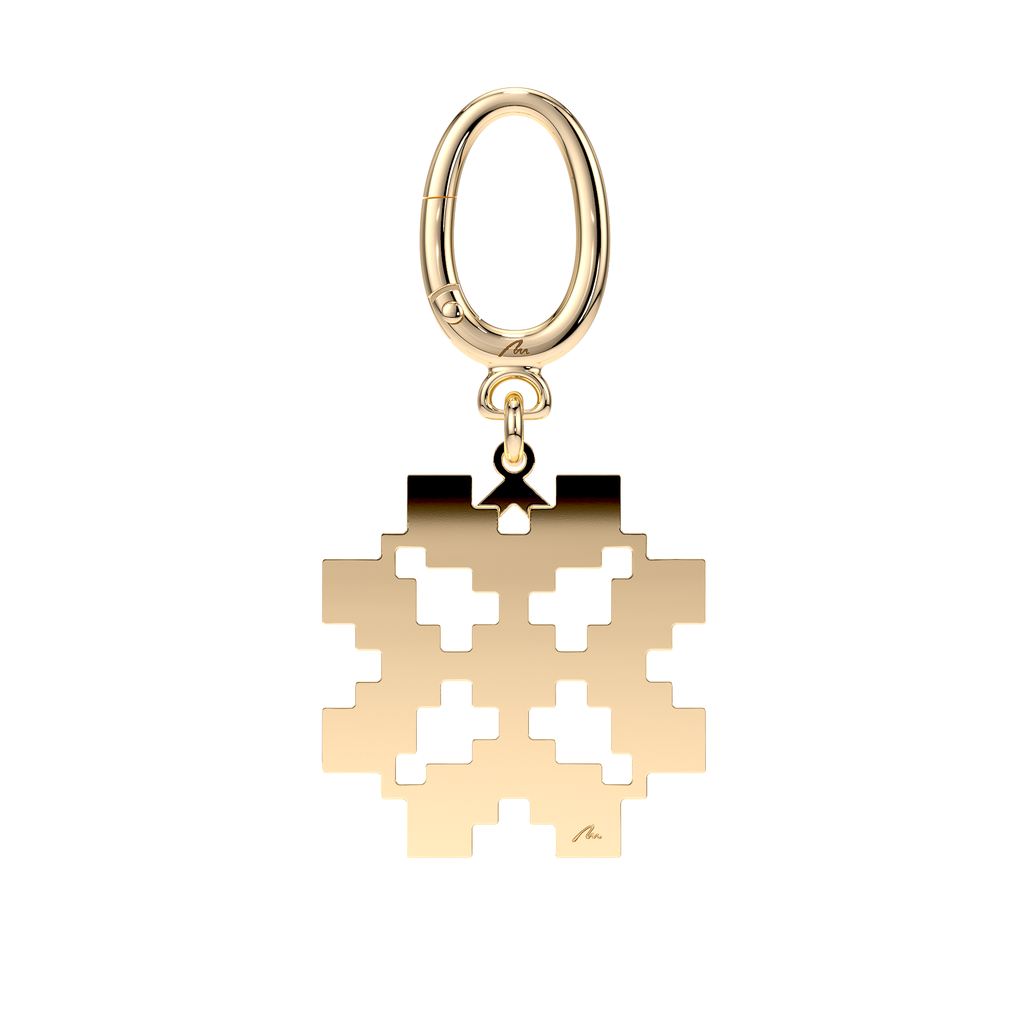 Yellow gold plated brass Traditional Clover Martisor keychain