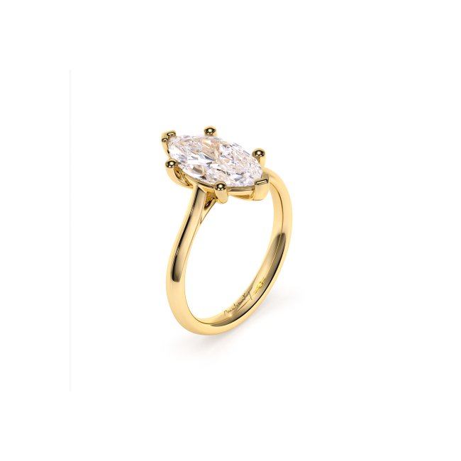 18 KT Yellow Gold Classic Engagement Ring Marquise Cut LGD 2.00 CT