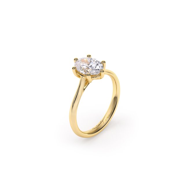 18 KT Yellow Gold Classic Engagement Ring Oval Cut LGD 1.00 CT