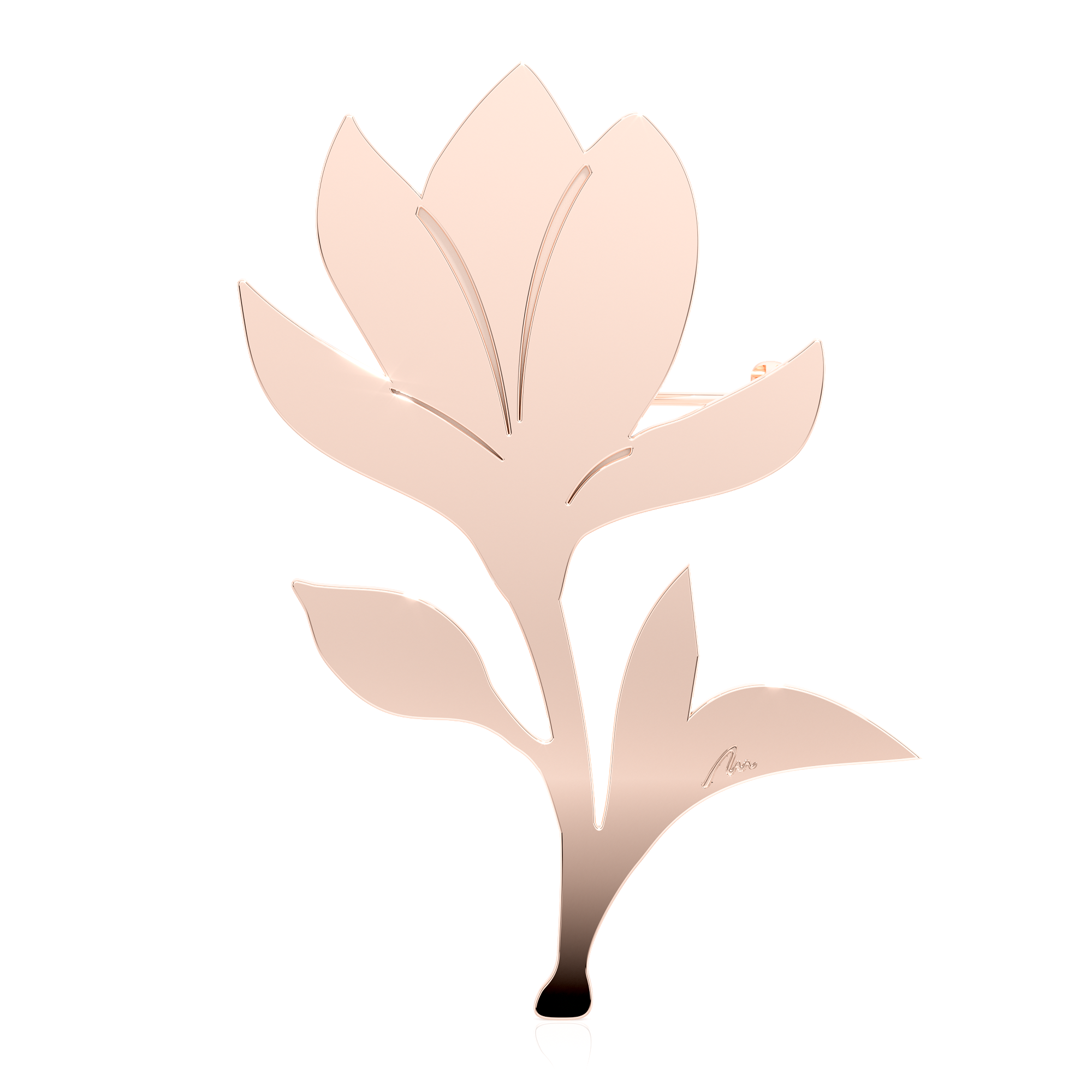 Brosa Magnolia, din alama placata cu aur roz