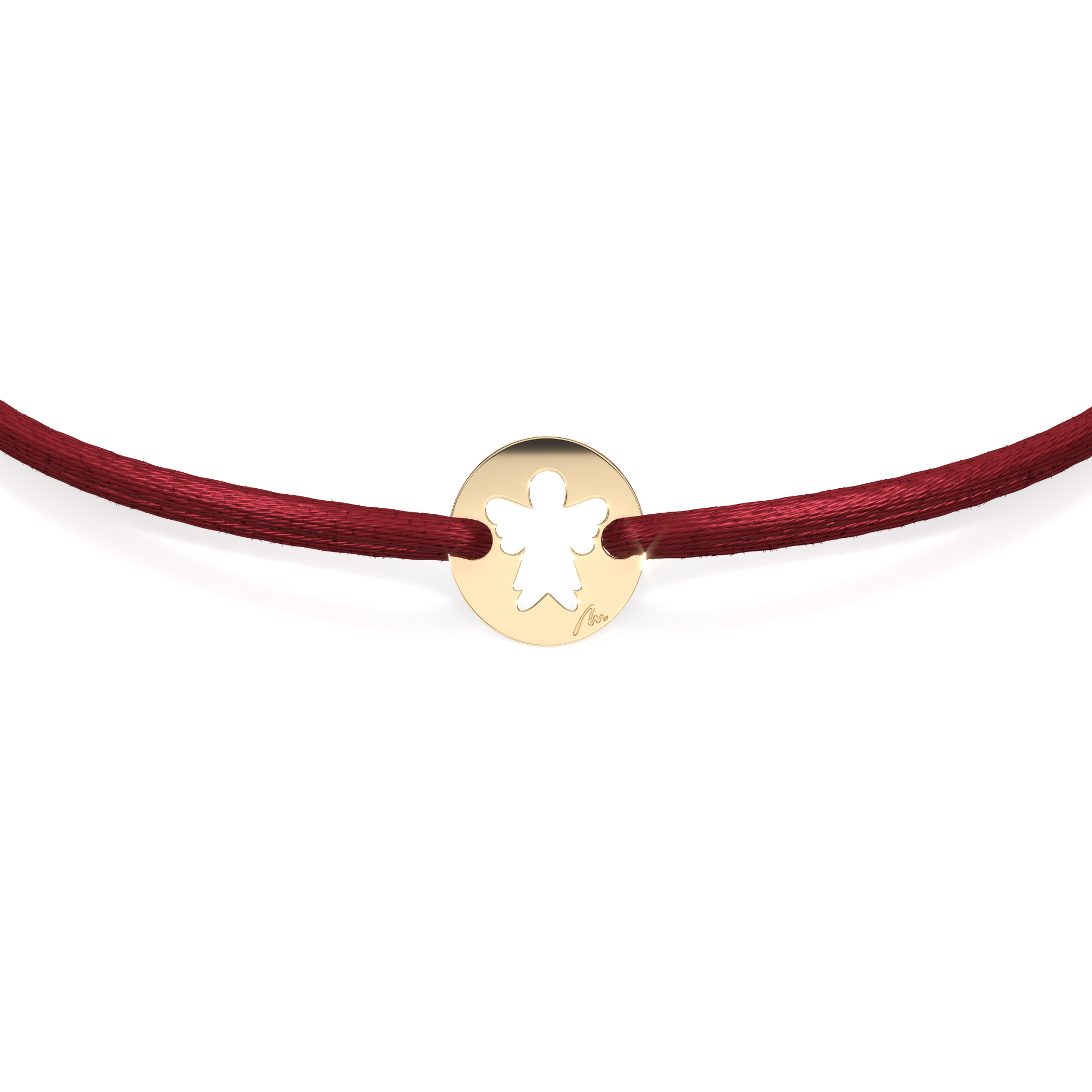 14 KT yellow gold Angel in Little Coin bracelet on string