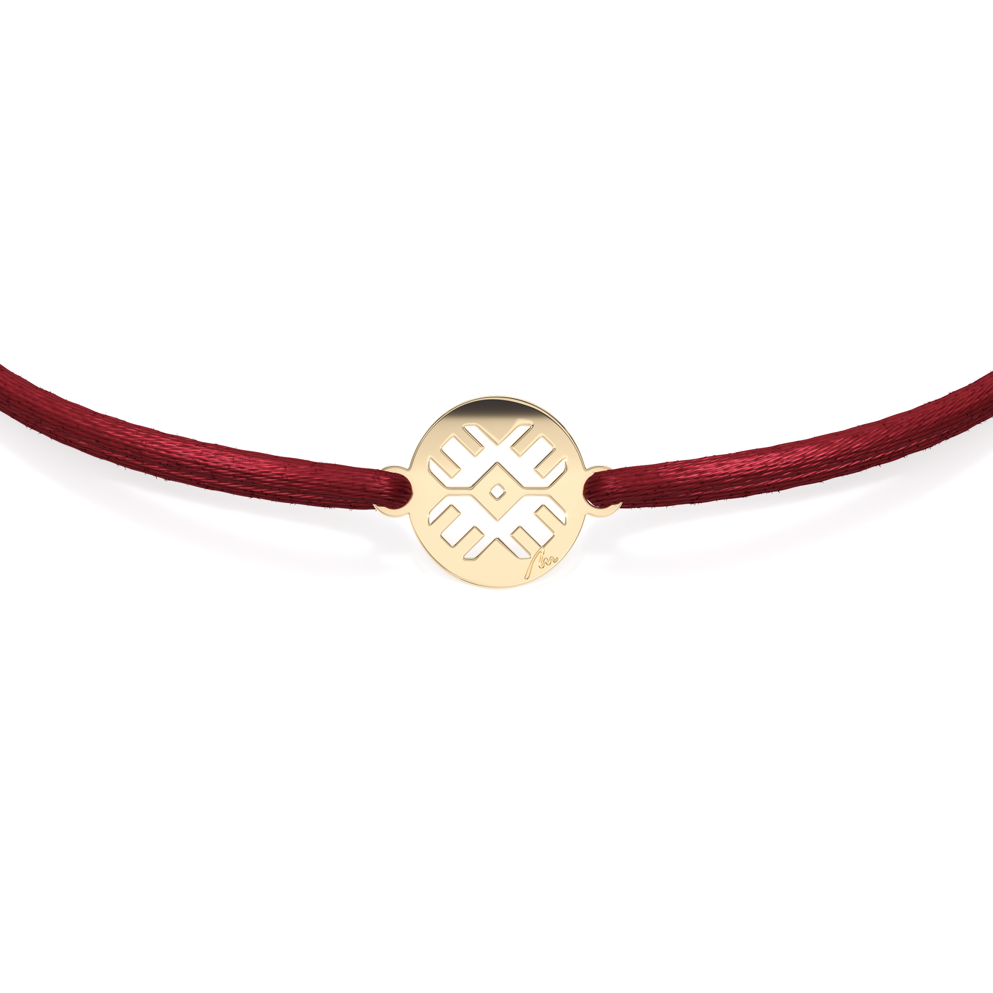 14 KT yellow gold Traditional Eye in Little Coin bracelet on string