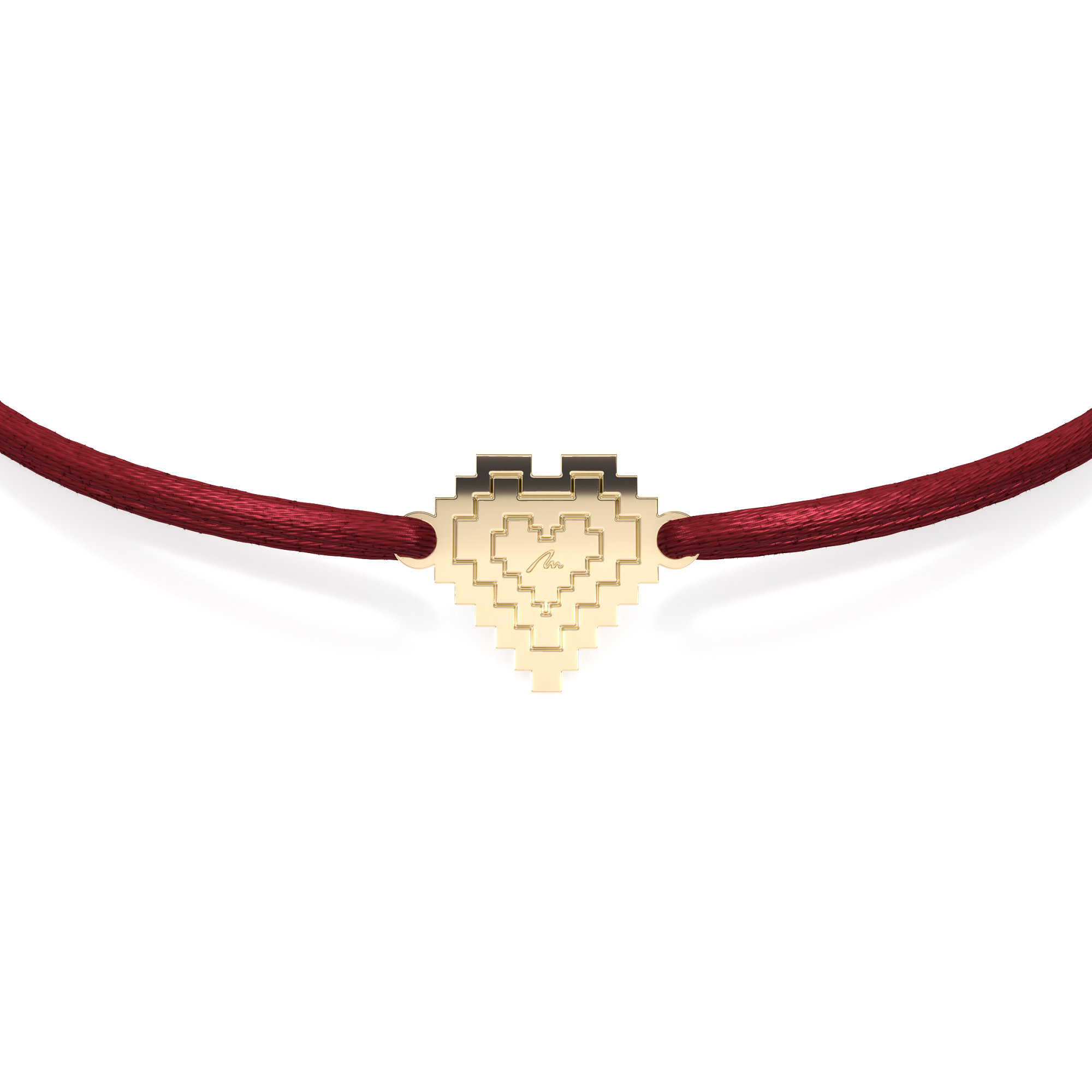 14 KT yellow gold Traditional Heart bracelet on string