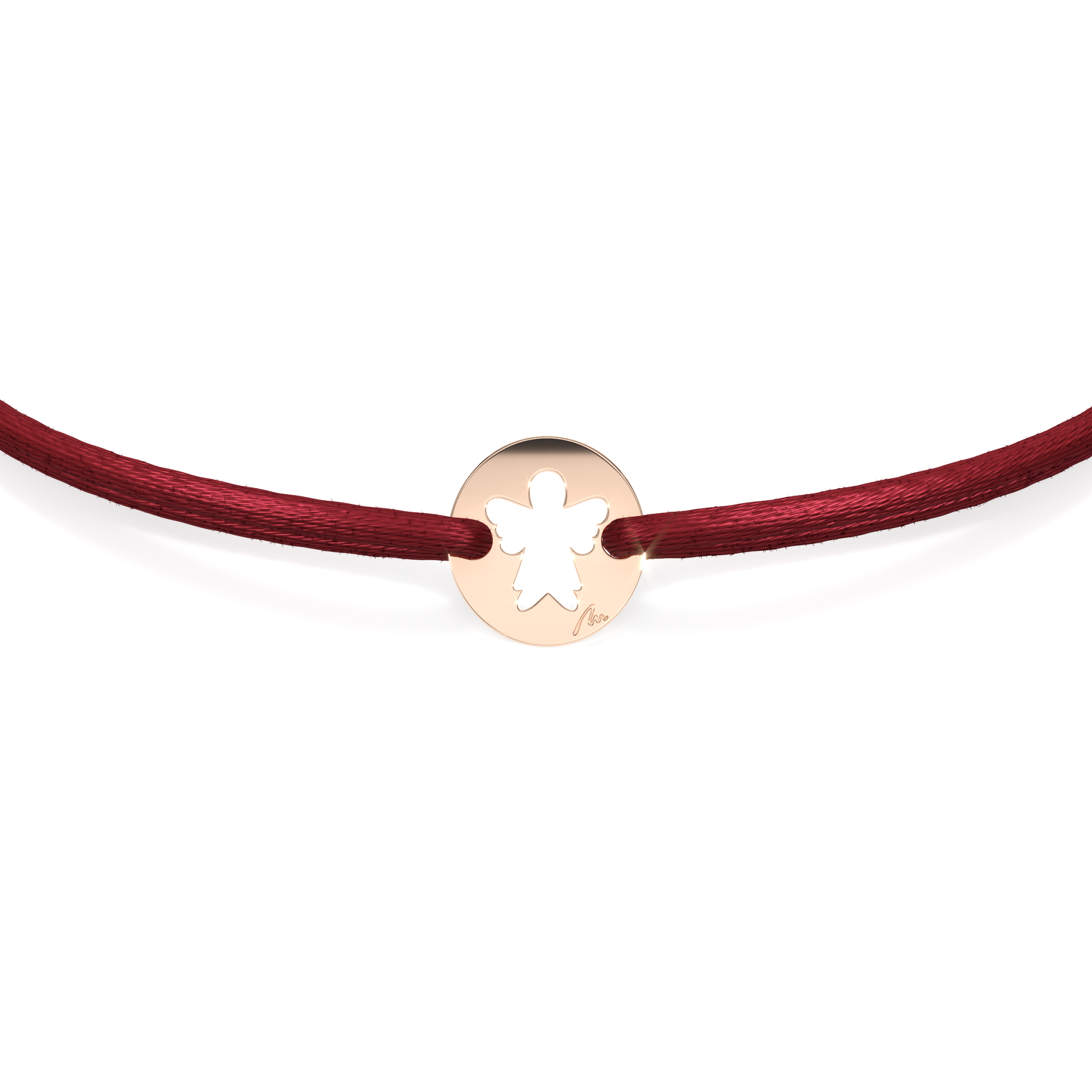 14 KT rose gold Angel in Little Coin bracelet on string