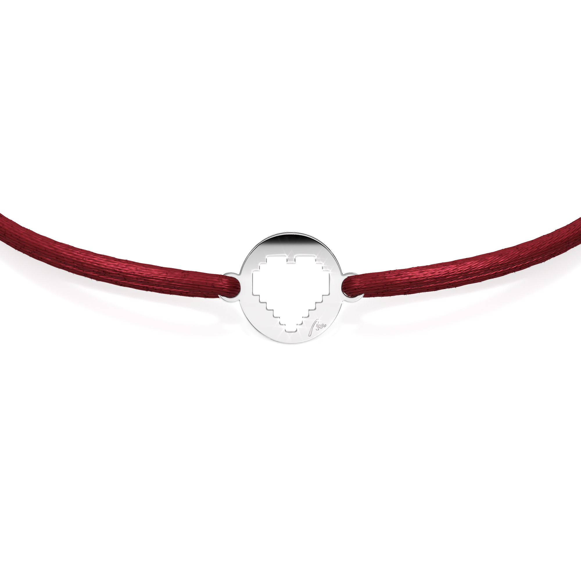 14 KT white gold Traditional Heart in Little Coin bracelet on string