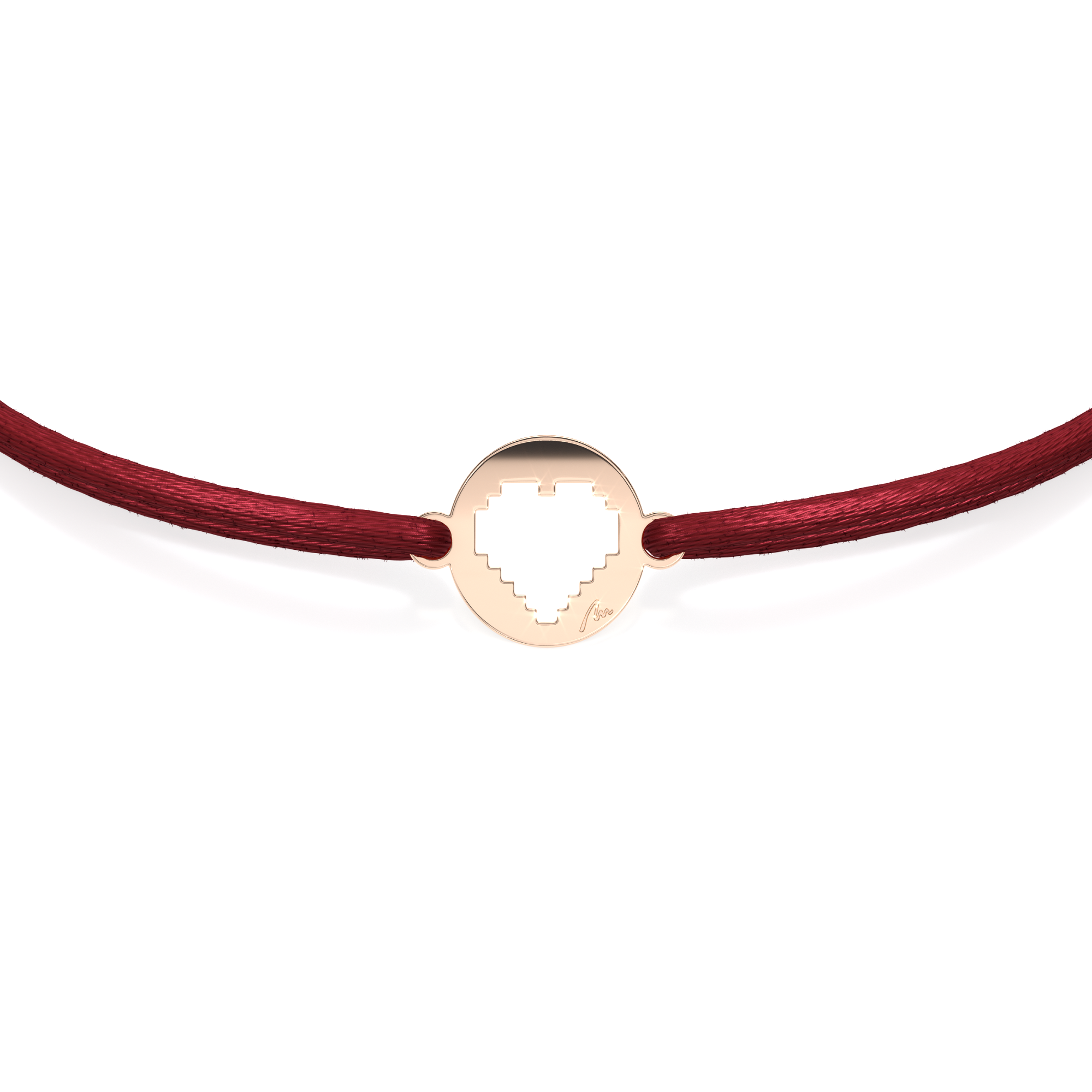 14 KT rose gold Traditional Heart in Little Coin bracelet on string