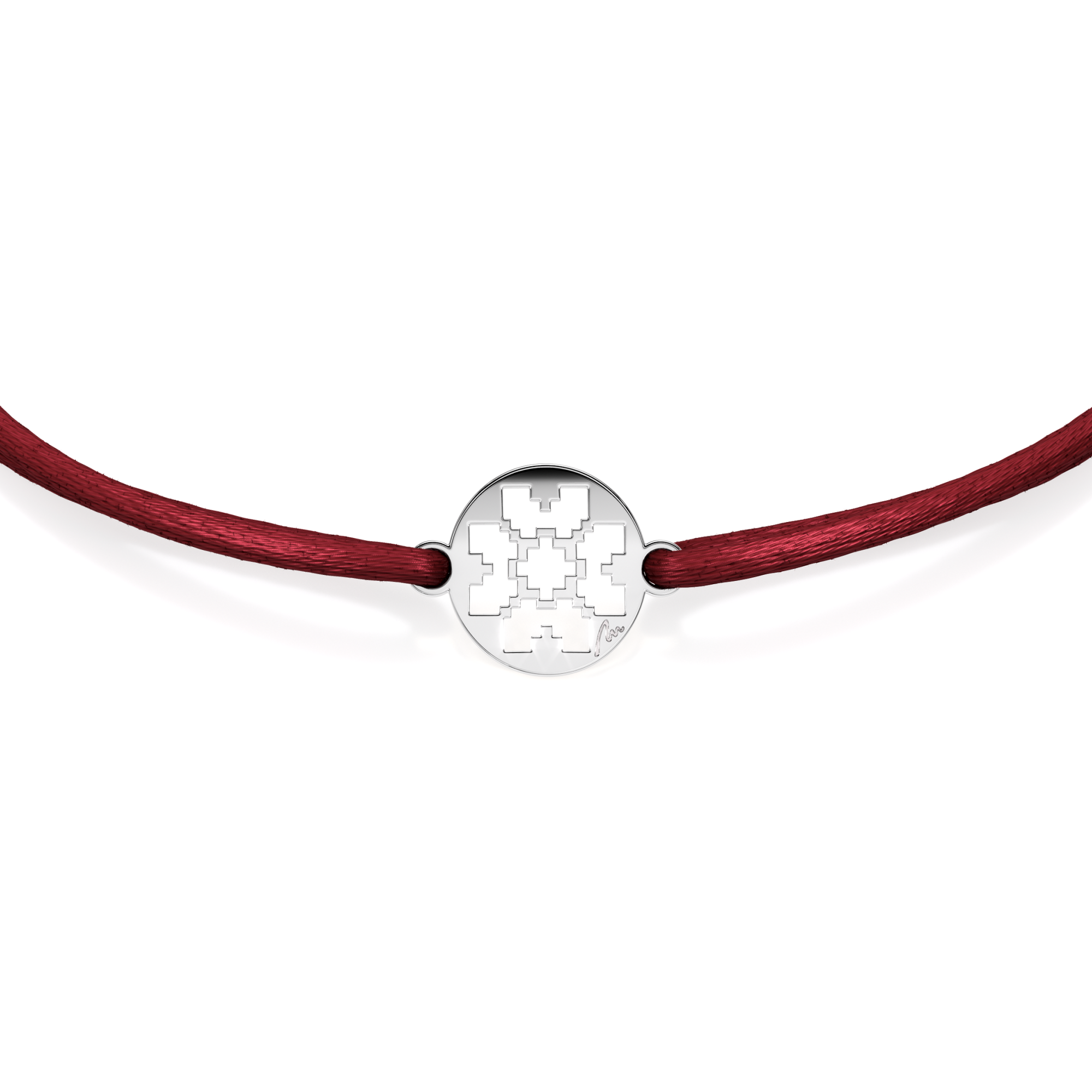 14 KT white gold Traditional Clover in Little Coin bracelet on string