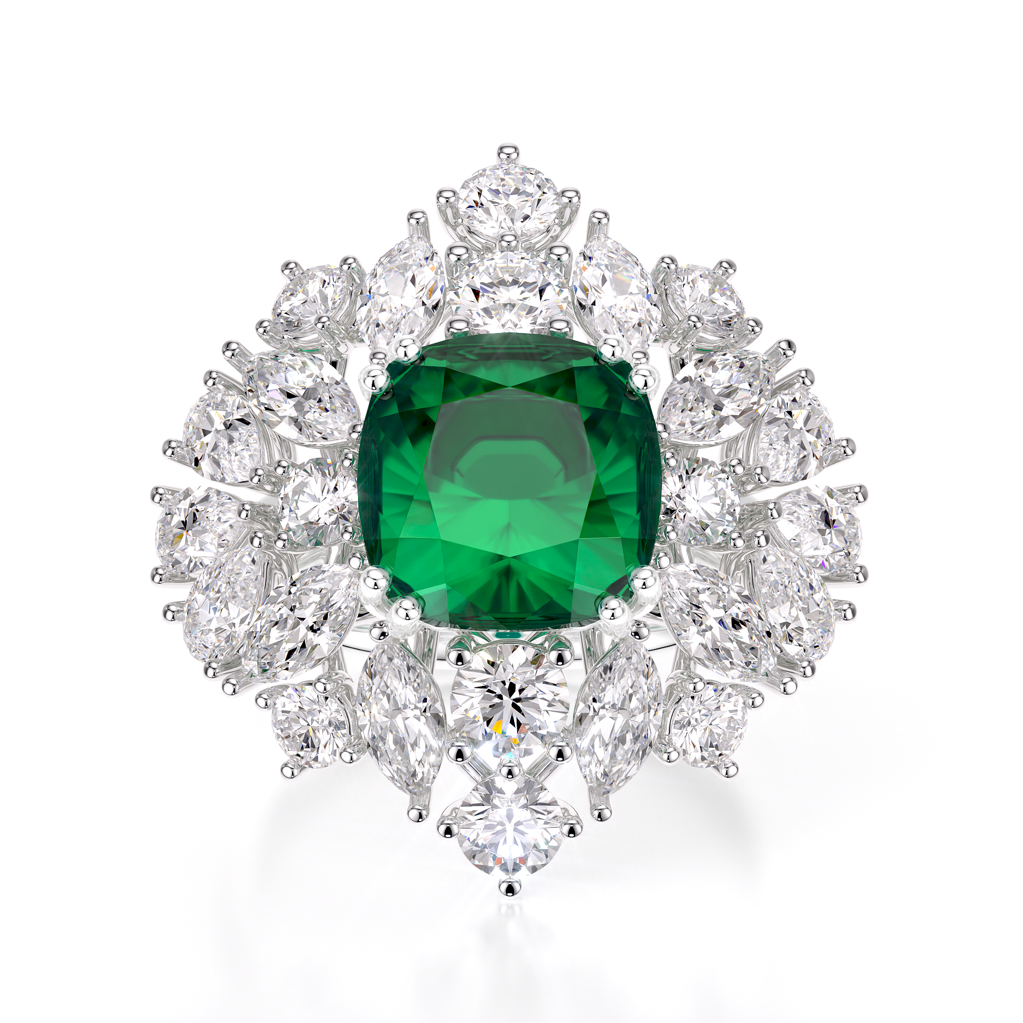 Inel din aur alb 18 KT, The Royal Smarald