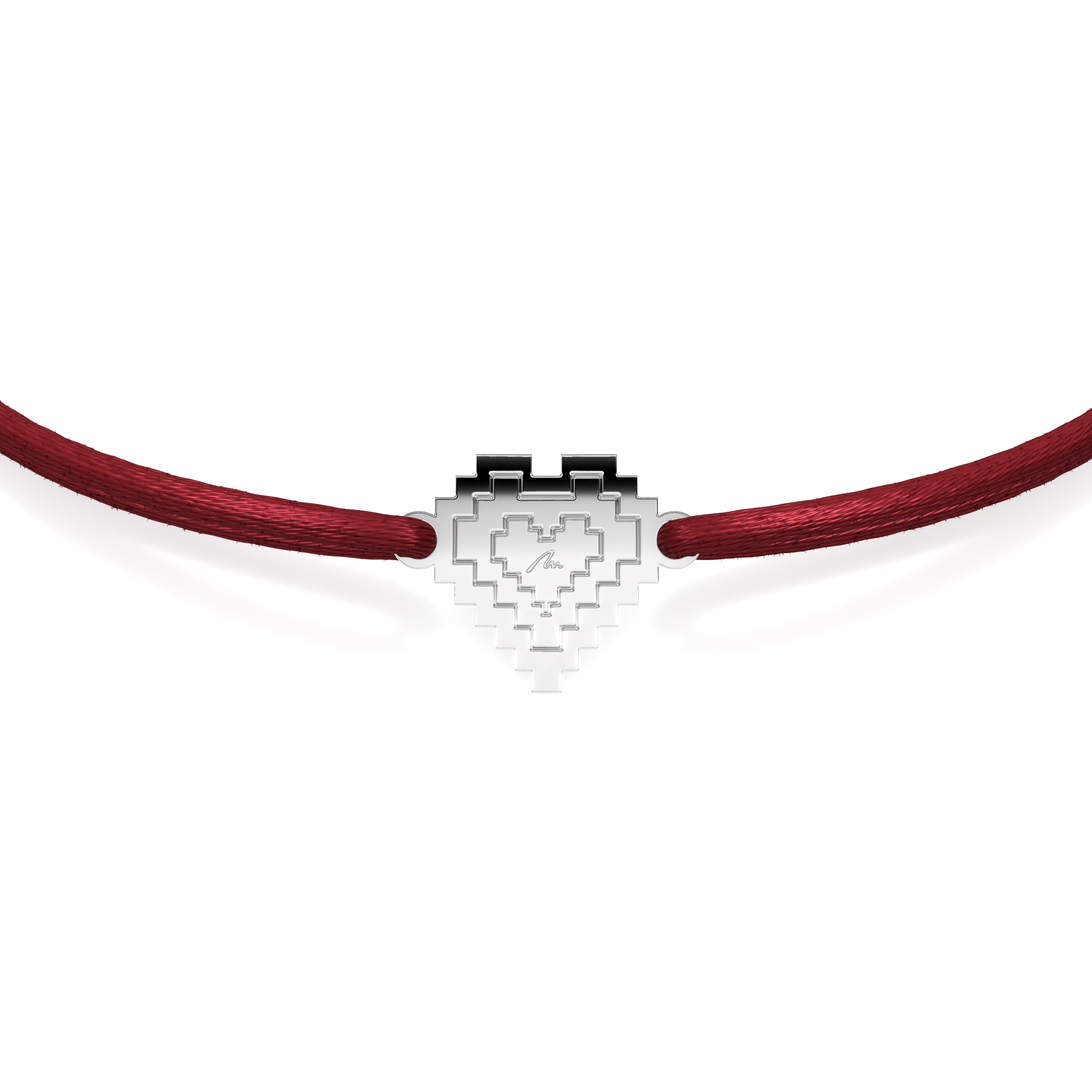 14 KT white gold Traditional Heart bracelet on string