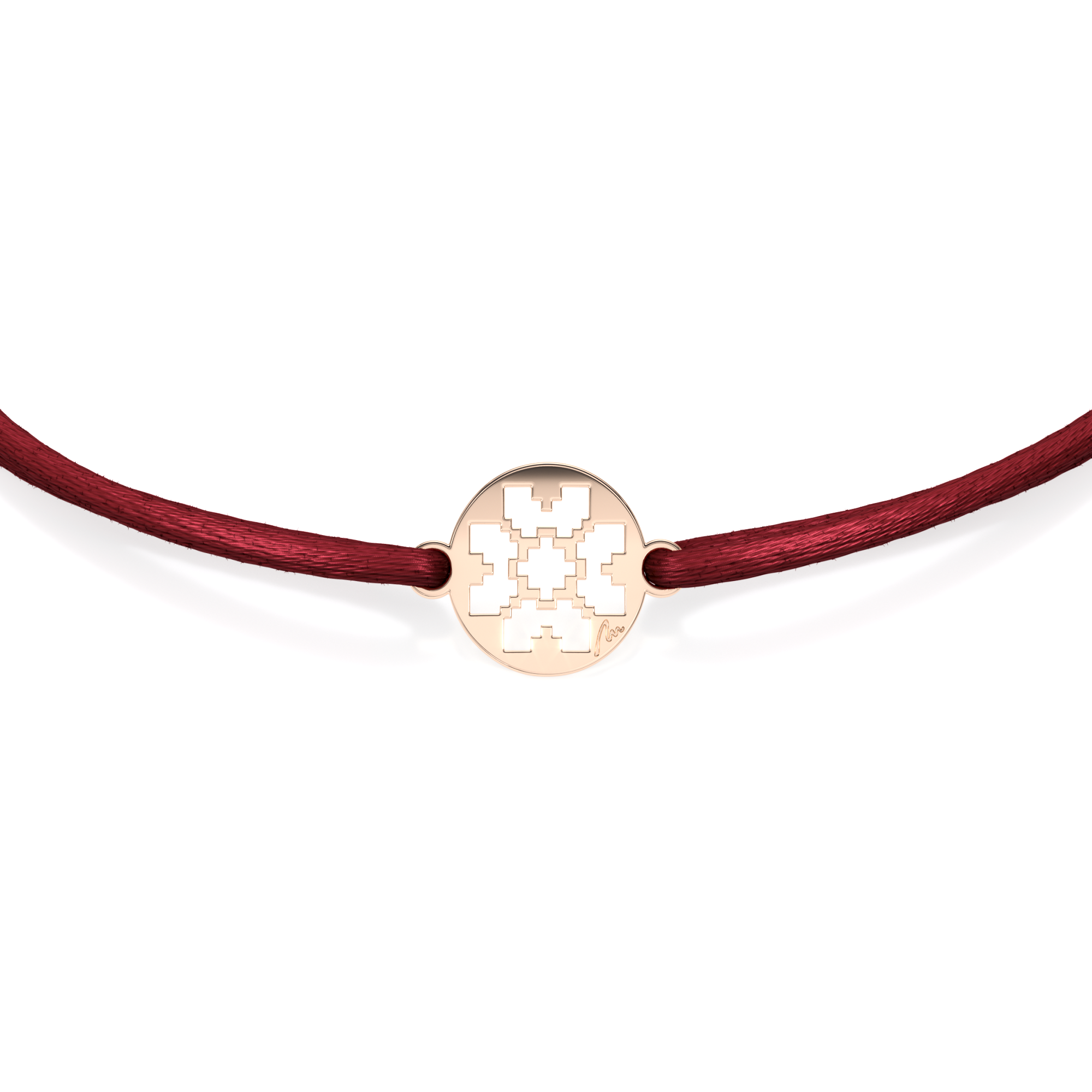 14 KT rose gold Traditional Clover in Little Coin bracelet on string