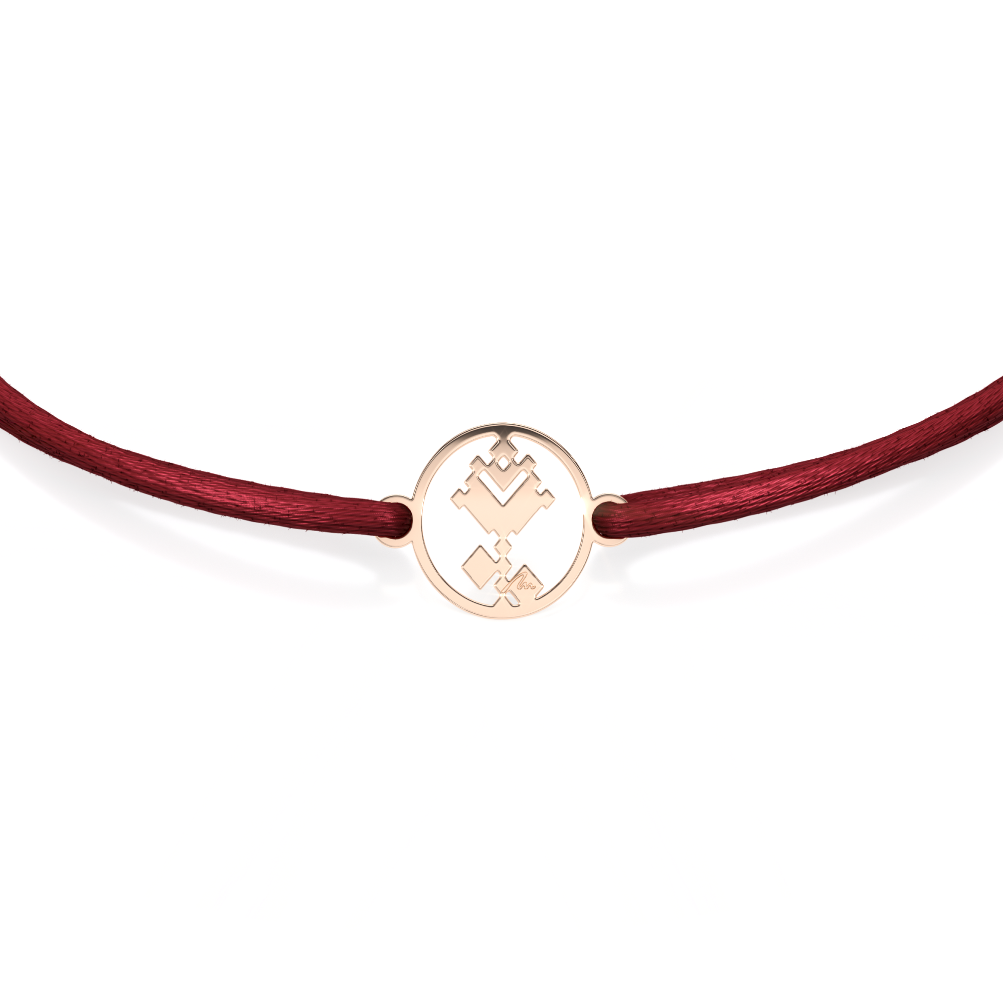 Bratara pe snur Trandafir Traditional in Banut, din aur roz 14 KT