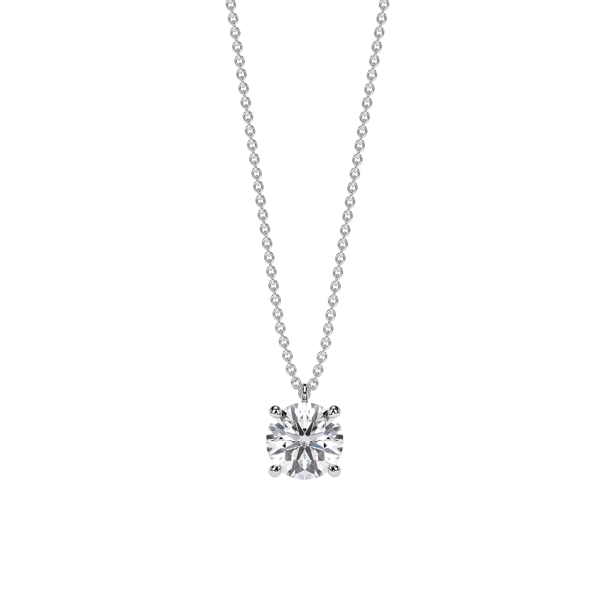 Lantisor Solitaire, cu diamant de laborator 2.01 CT, din aur alb 14 KT