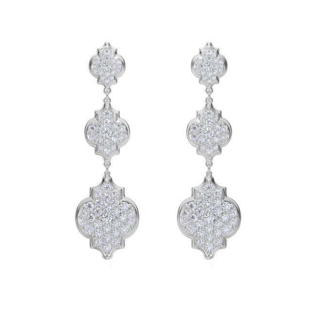 18 KT white gold Aisha Diamonds earrings, with 5.57 CT lab-grown diamonds