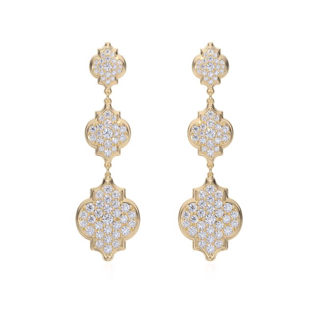 18 KT yellow gold Aisha Diamonds 5.57 CT lab-grown diamonds earrings