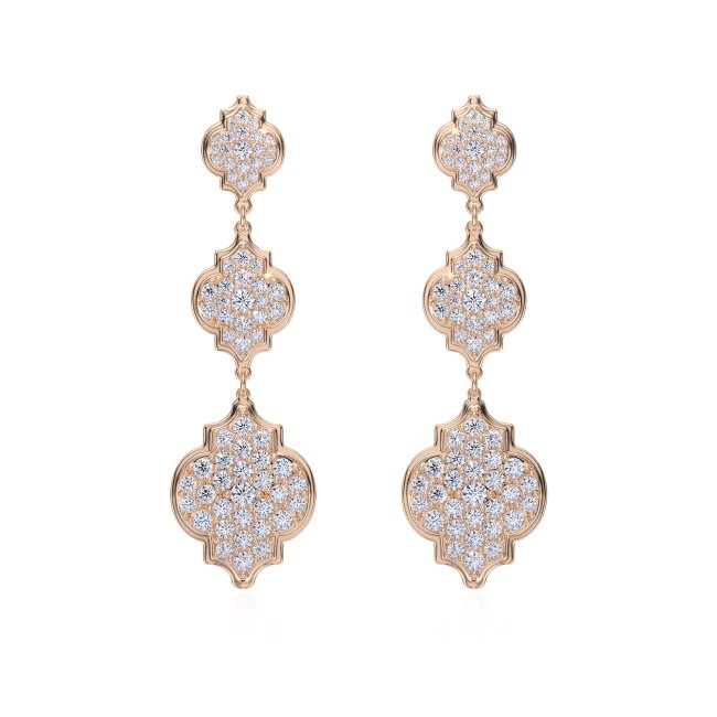 18 KT rose gold Aisha Diamonds 5.57 CT lab-grown diamonds earrings