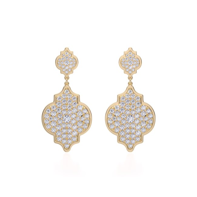 18 KT yellow gold Melek Diamonds 6.40 CT lab-grown diamonds earrings
