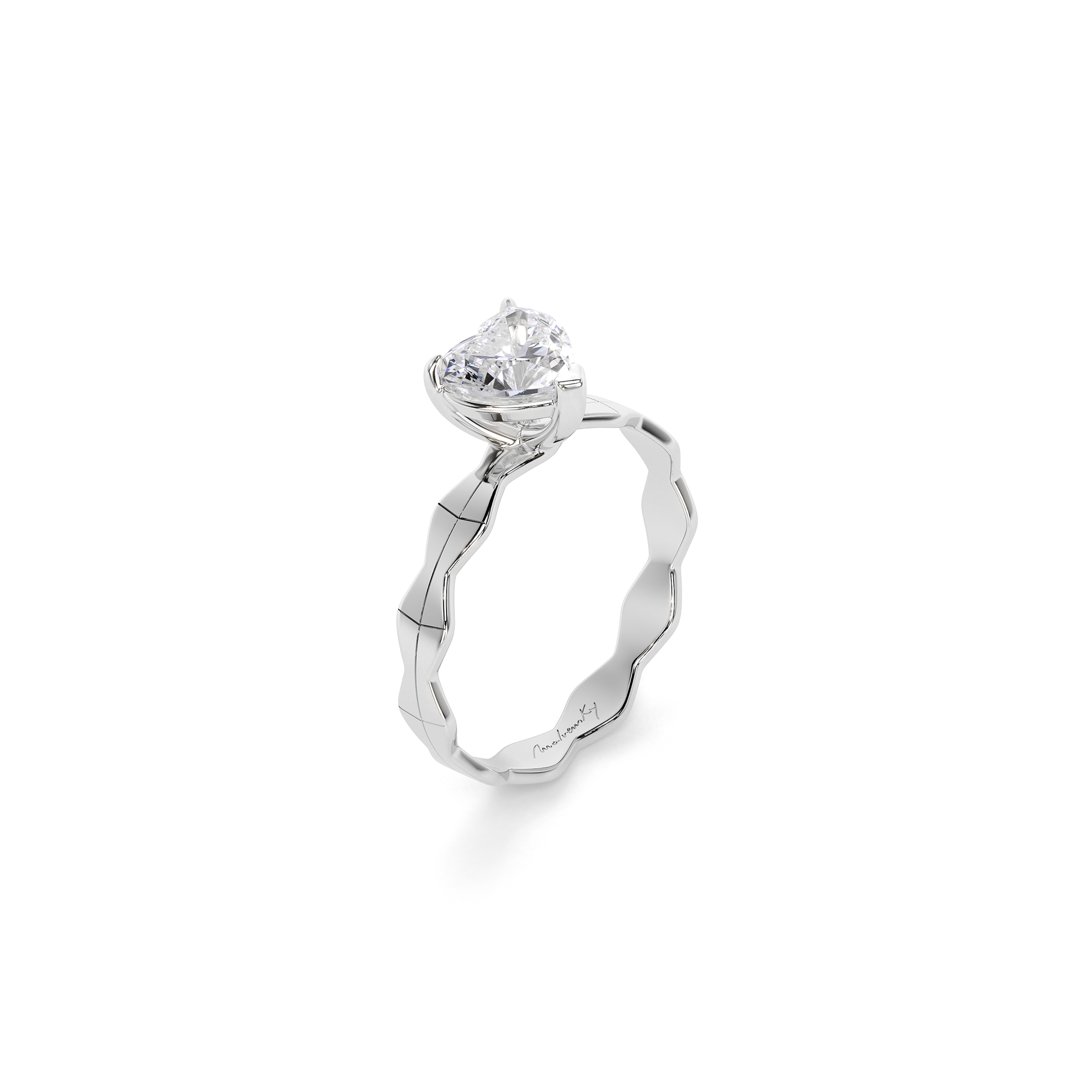 14 KT White Gold Infinity Engagement Ring Heart Cut 1.02 CT DVS1 LGD