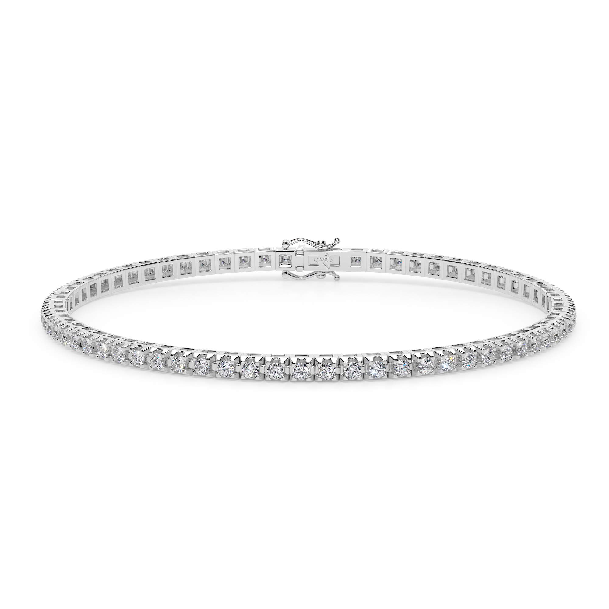 Bratara Tennis, cu diamante de laborator 3.05 CT, din aur alb 18 KT